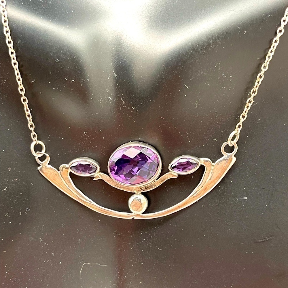 NEW‎ sterling silver and amethyst necklace
